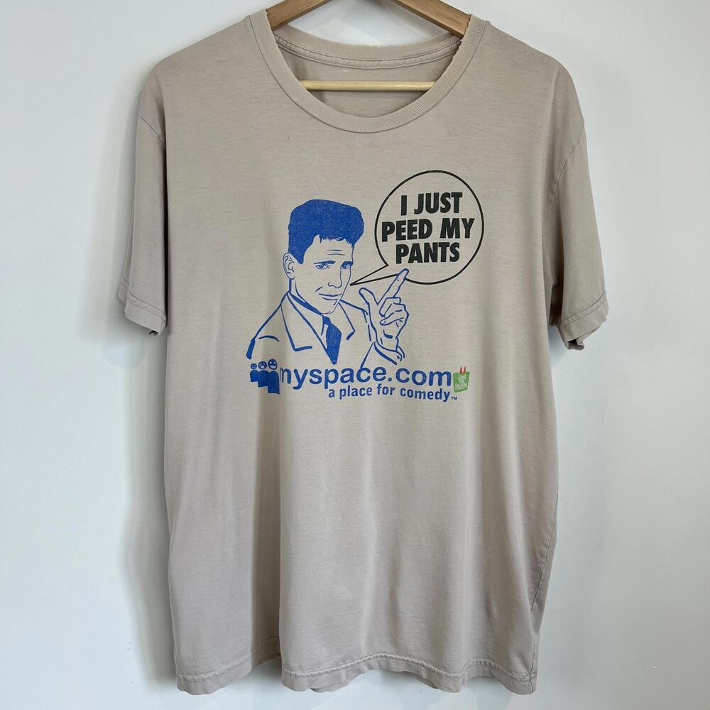 Vintage Myspace I Just Peed My Pants Humor T-Shirt Men's Large USA Tee Grunge